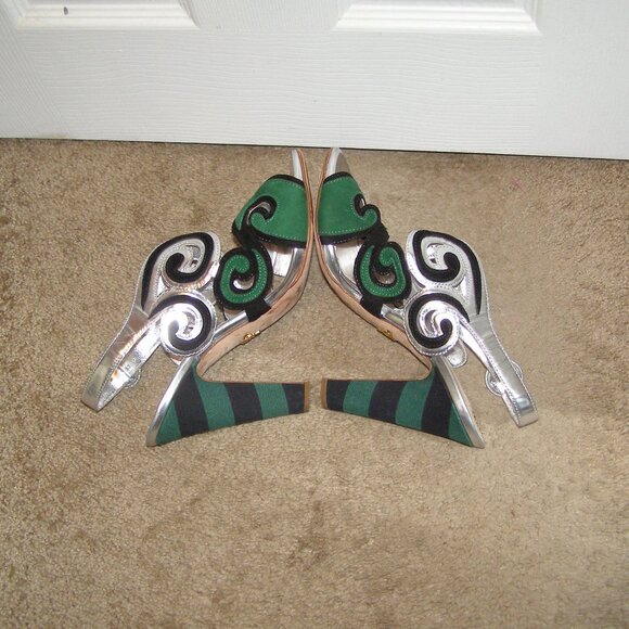 RARE size 40 PRADA Silver and Green shoes - Picture 7 of 13